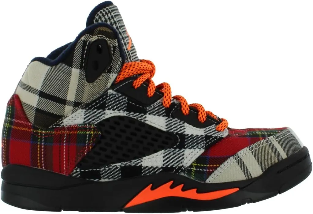 NIKE Preschool Air Jordan 5 Retro 'Olive' Army Olive/Solar Orange (440889 308) PS Little Kids Shoe, White/Gym Red-black