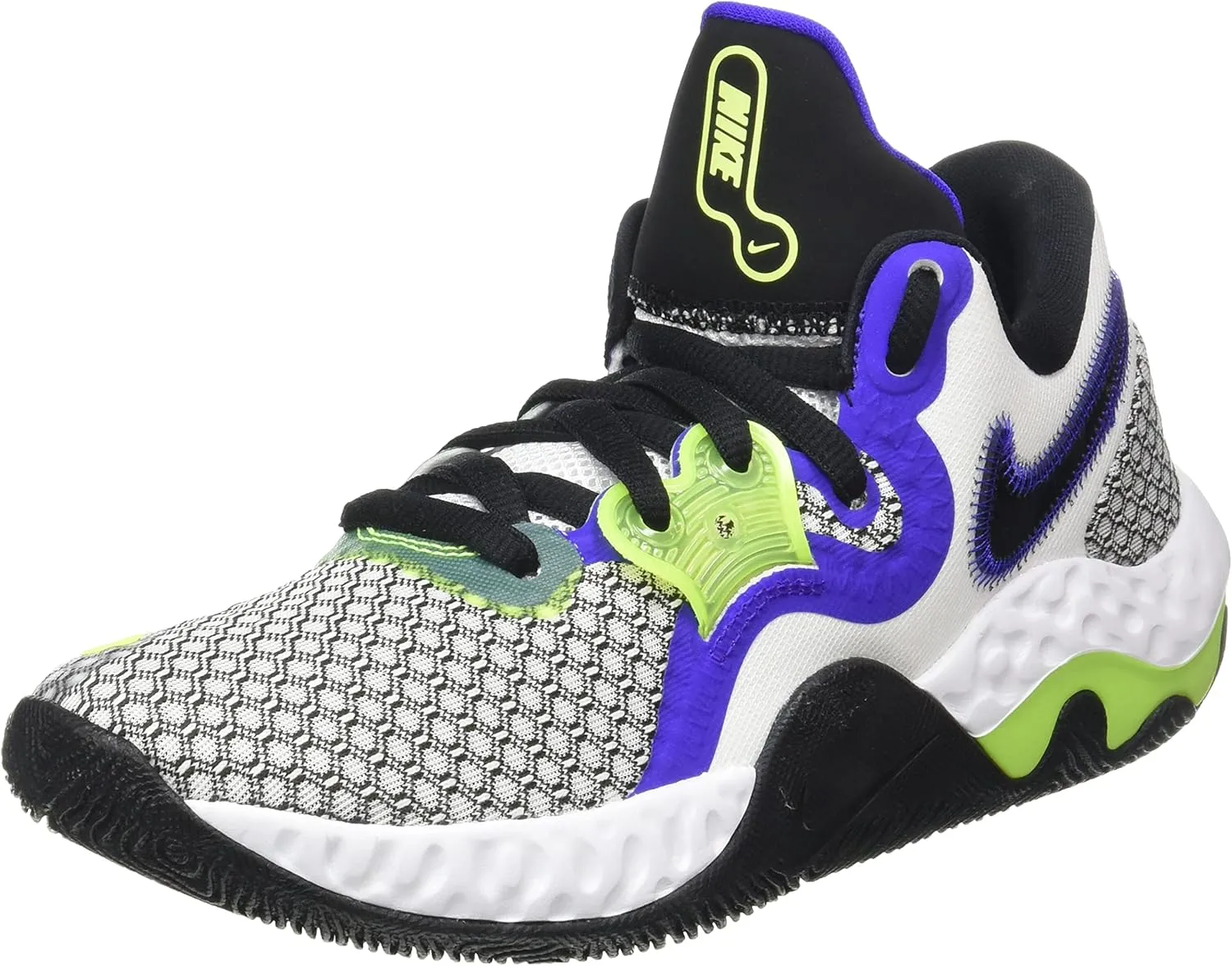 Nike Renew Elevate II Mens Basketball Trainers Cw3406 Sneakers Shoes (UK 10.5 US 11.5 EU 45.5, White Black Volt Indigo Burst 101)