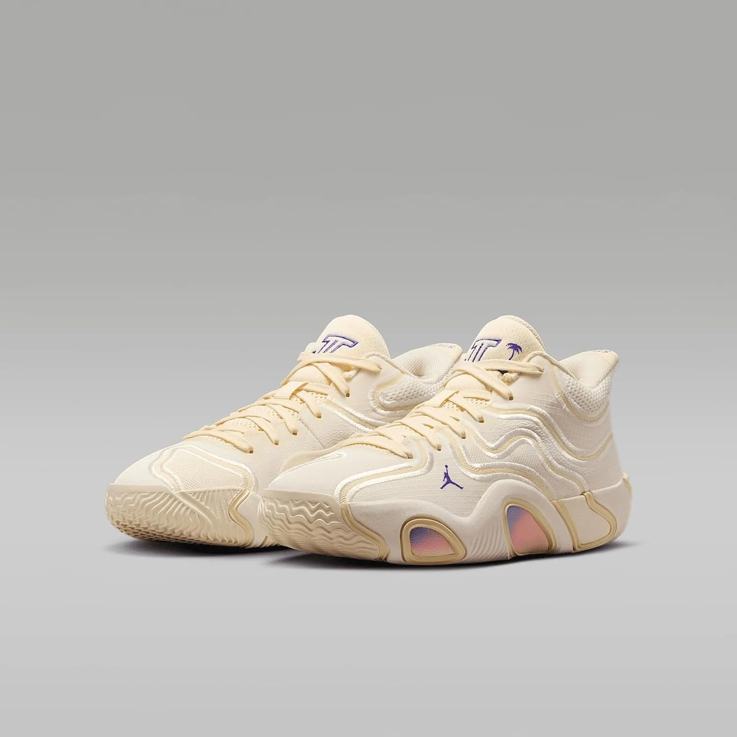 Nike Tatum 3 Big Kids' Basketball Shoes (HV5893-100, Sail/Muslin/Pale Ivory/Dark Iris)