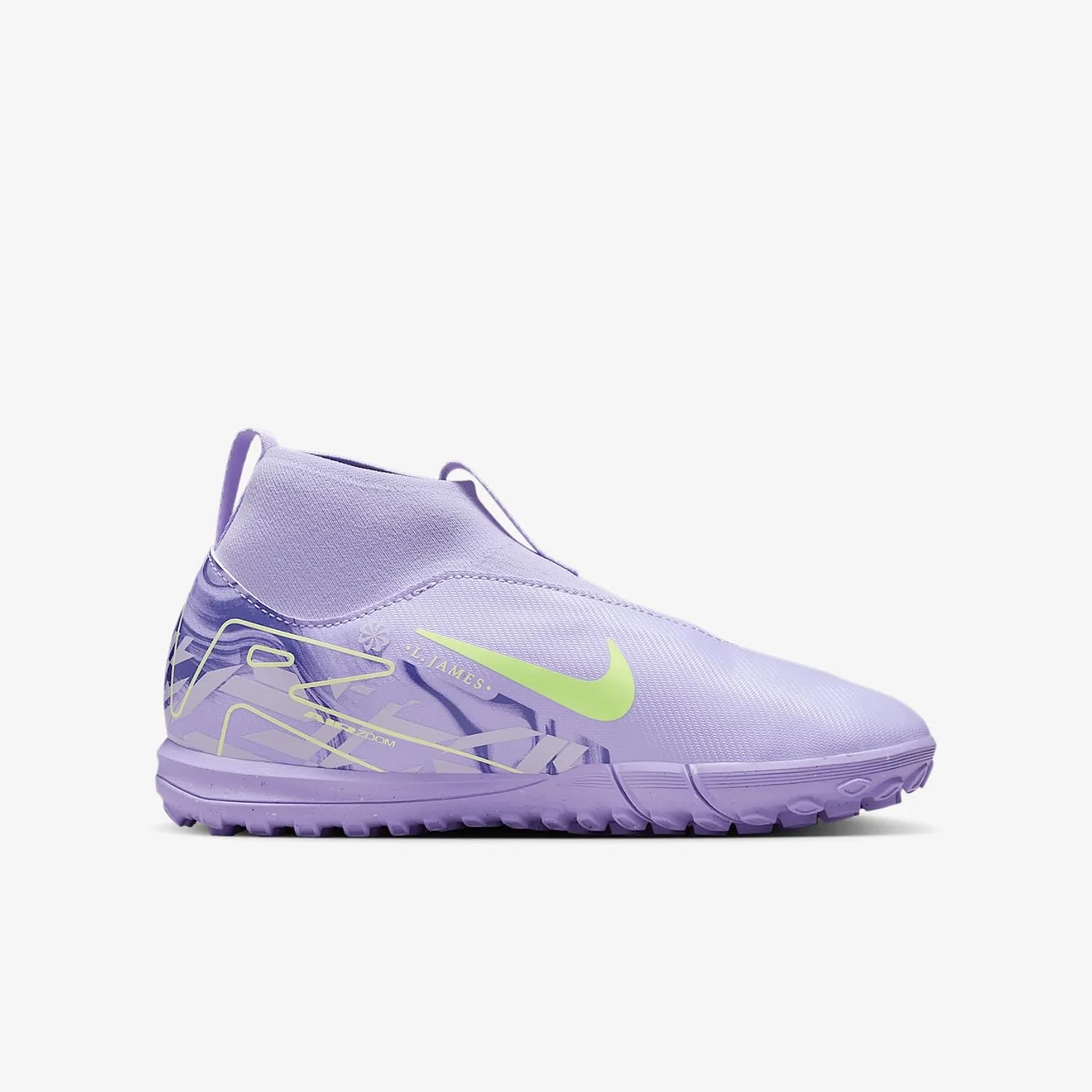 Nike United Jr. Mercurial Superfly 10 Academy Big Kids' TF High-Top Soccer Shoes (HF1586-500, Purple Agate/Barely Volt)