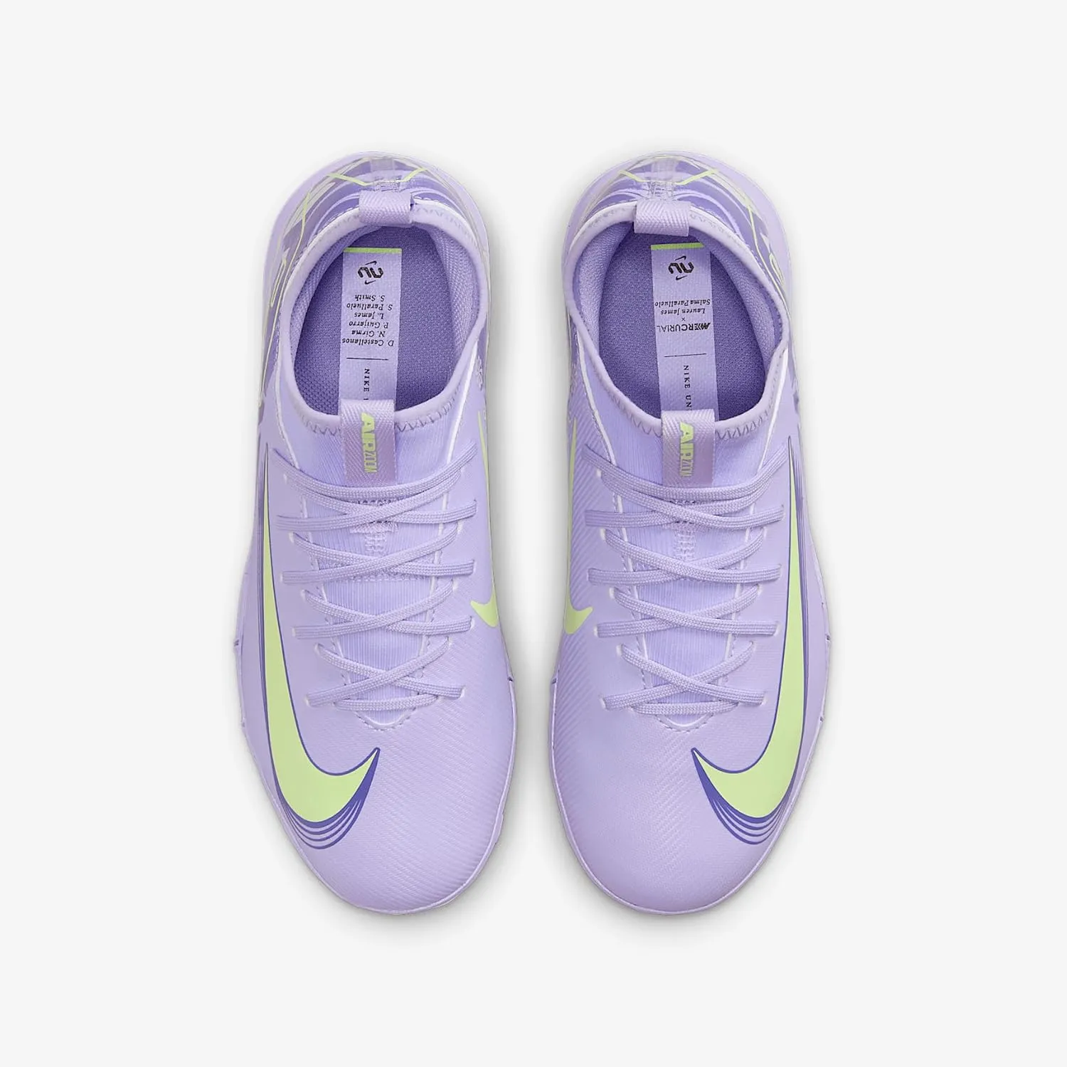 Nike United Jr. Mercurial Vapor 16 Academy Big Kids' TF Low-Top Soccer Shoes (HF1589-500, Purple Agate/Barely Volt)