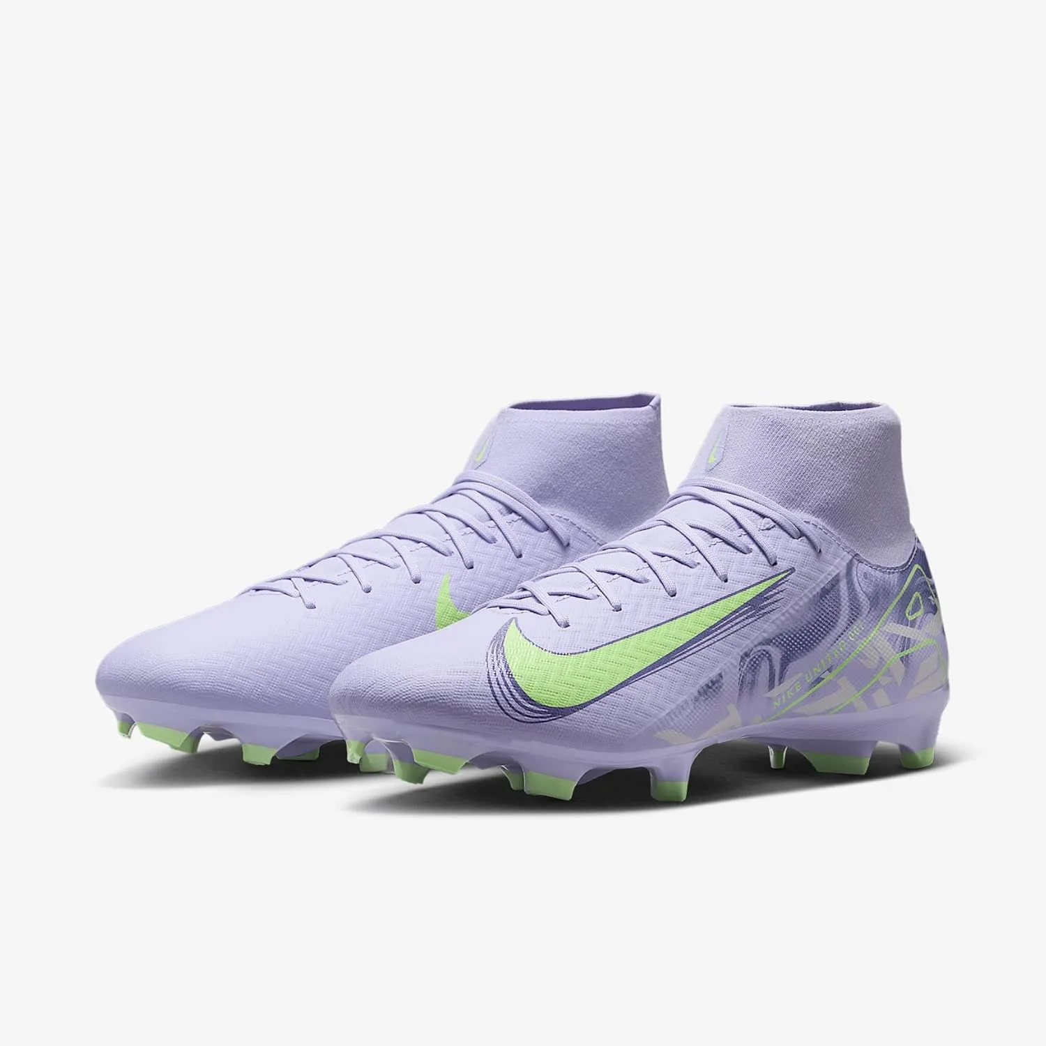 Nike United Mercurial Superfly 10 Academy MG High-Top Soccer Cleats (HF1601-500, Purple Agate/Barely Volt)