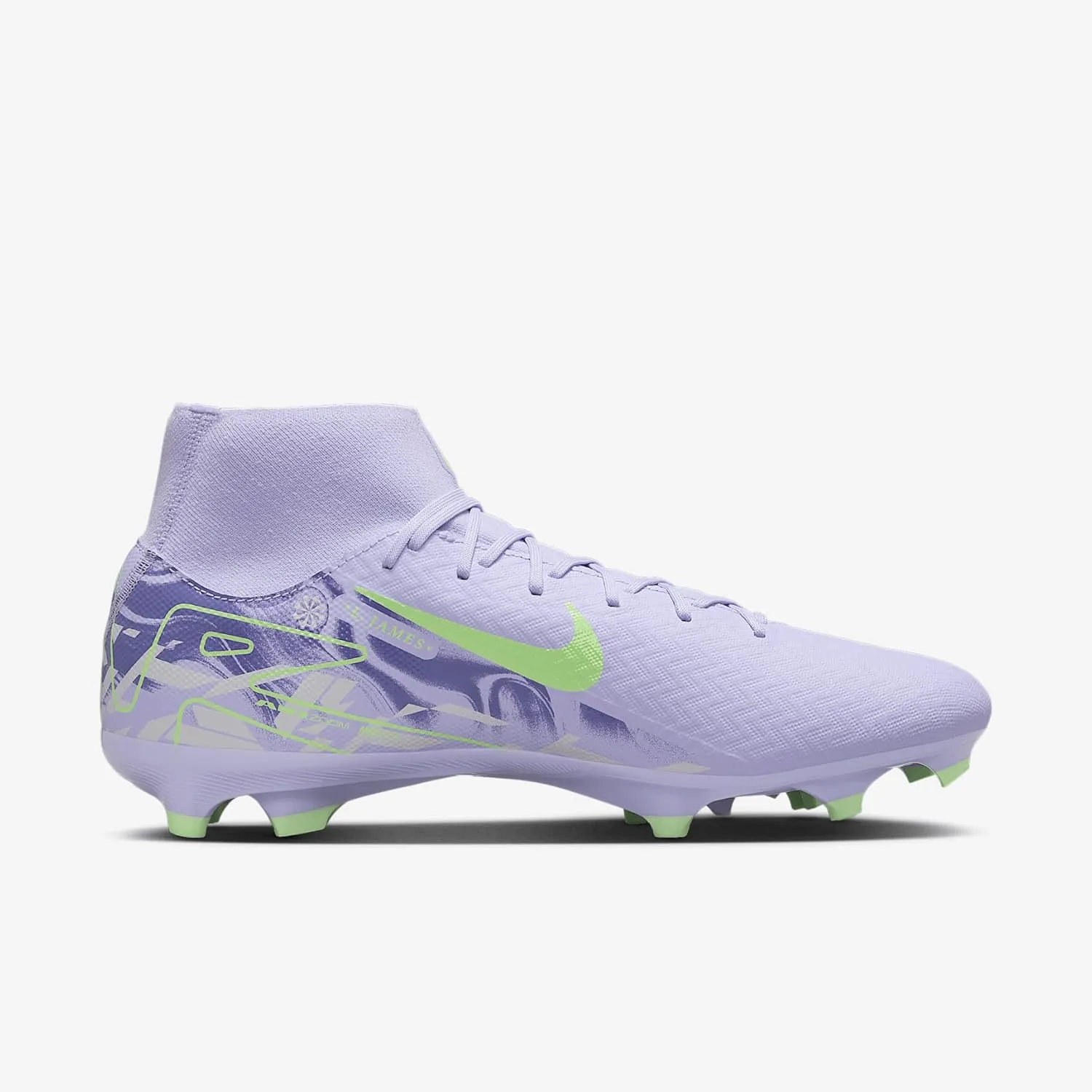 Nike United Mercurial Superfly 10 Academy MG High-Top Soccer Cleats (HF1601-500, Purple Agate/Barely Volt)