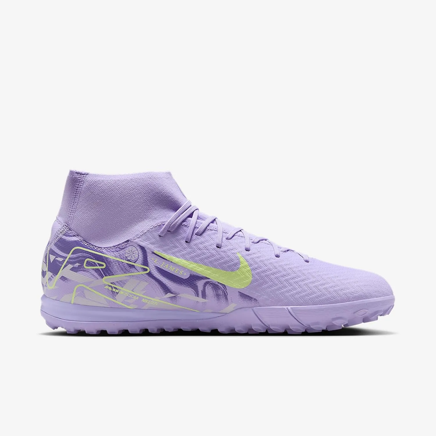 Nike United Mercurial Superfly 10 Academy TF High-Top Soccer Shoes (HF1602-500, Purple Agate/Barely Volt)