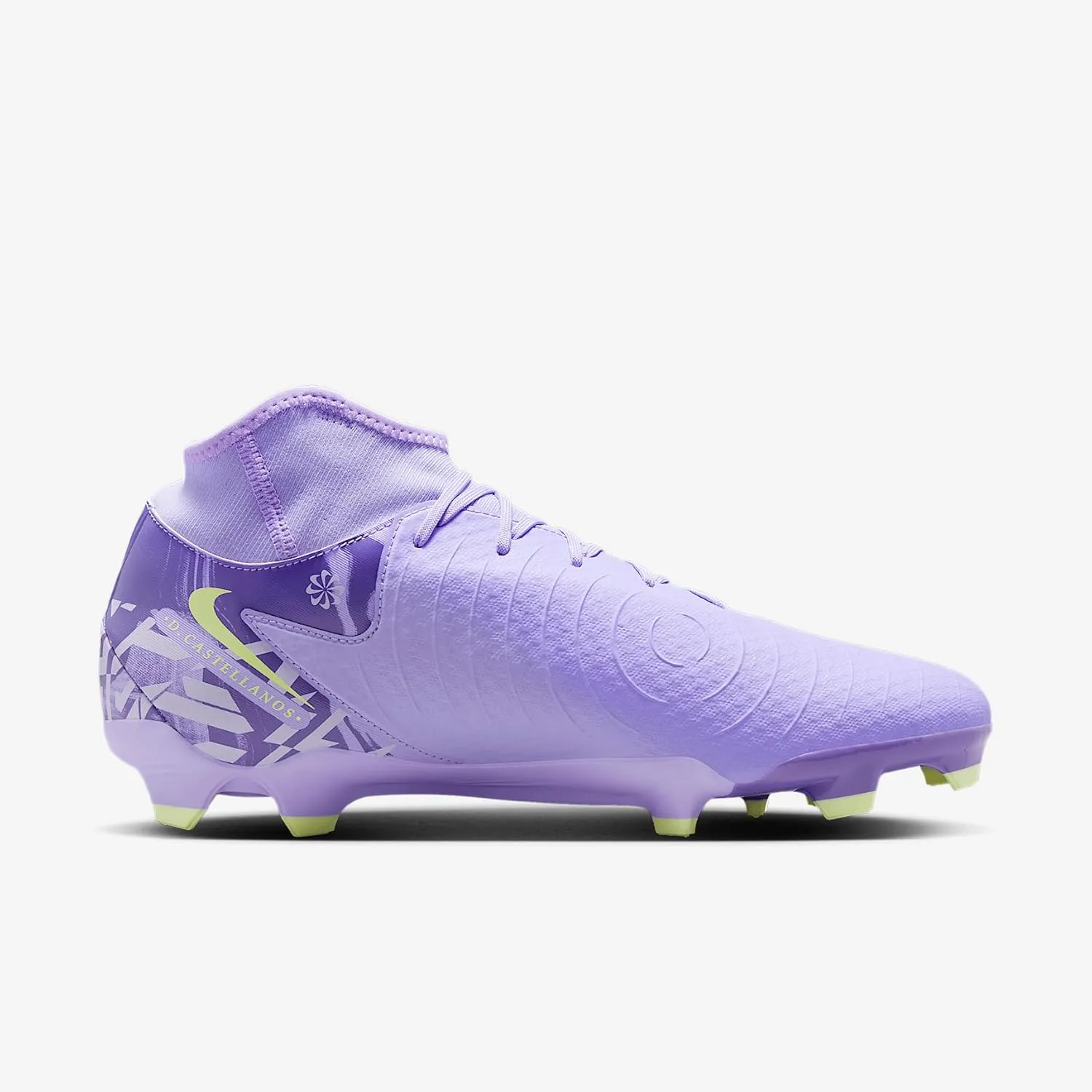 Nike United Phantom Luna 2 Academy MG High-Top Soccer Cleats (HF1598-500, Purple Agate/Barely Volt)
