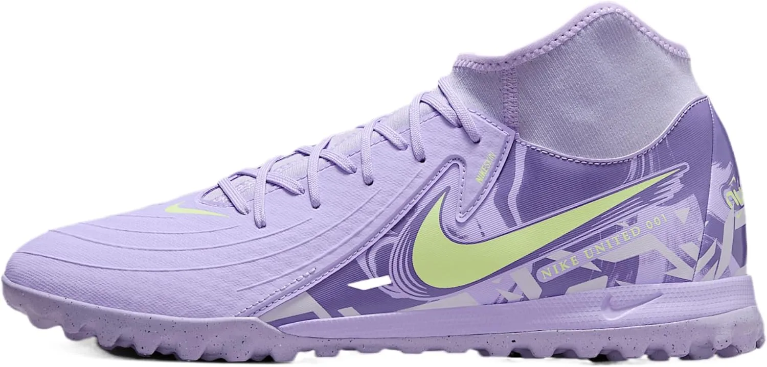 Nike United Phantom Luna 2 Academy TF High-Top Soccer Shoes (HF1599-500, Purple Agate/Barely Volt)