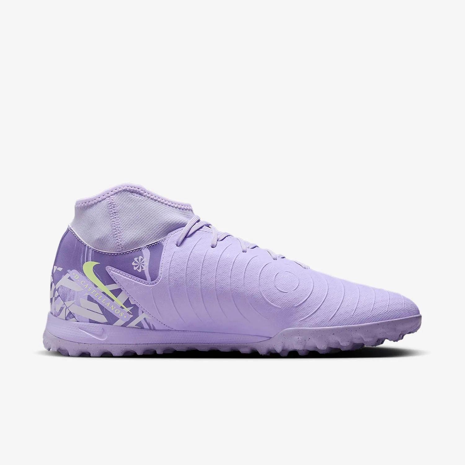 Nike United Phantom Luna 2 Academy TF High-Top Soccer Shoes (HF1599-500, Purple Agate/Barely Volt)