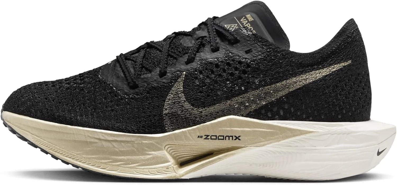 Nike Vaporfly 3 Women's Road Racing Shoes (DV4130-002, Black/Black/Oatmeal/Metallic Gold Grain) Size 10