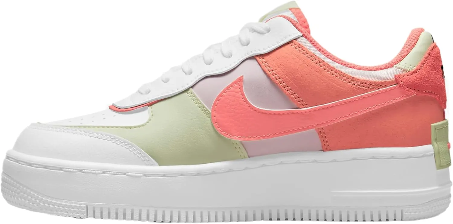 Nike Women's Air Force 1 Shadow Shoe, White/Magic Ember, 7.5