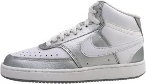 Nike Women's Court Vision Mid Trainers, White metallic silver, 9 Women