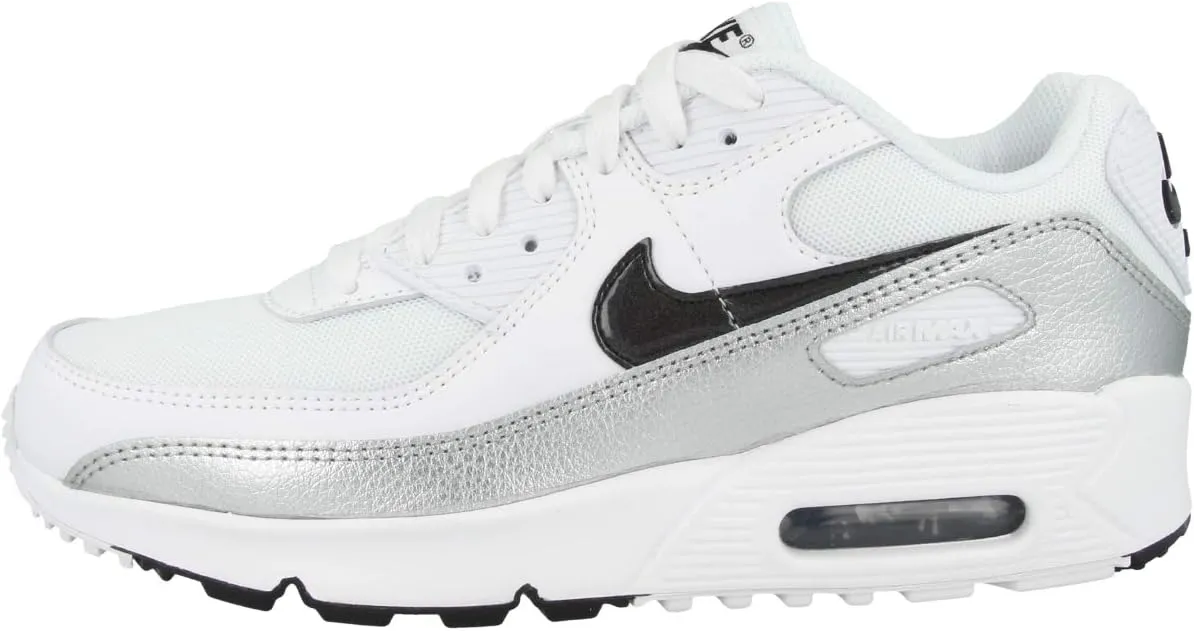Nike Youth Air Max 90 GS Leather Textile White Black Trainers 5 US