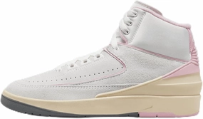 NIKE Air Jordan 2 Retro Women's Shoes (FB2372-100, Summit White/Medium Soft Pink/Muslin) Size 10.5