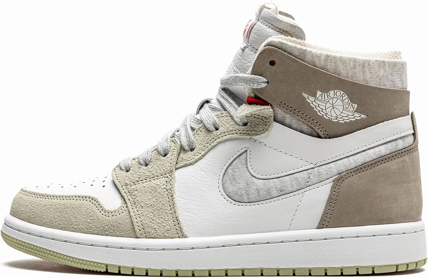 Nike Jordan 1 Zoom CMFT Olive Aura Women's Limited CT0979-102 (CT0979-102, Numeric_8_Point_5), White/Grey Heather-olive Aura, 8.5