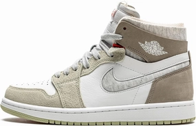 Nike Jordan Womens WMNS Air Jordan 1 Zoom CMFT CT0979 102 Olive Aura - Size 9W, White, Grey Heatherolive Aura