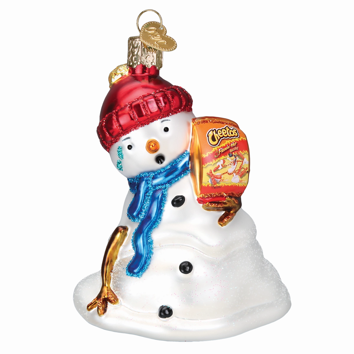 Old World Christmas Flamin' Hot Cheetos Snowman Ornament