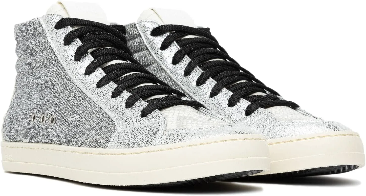 P448 Women's Skate White/Gravel Leather High-Top Italian Sneaker