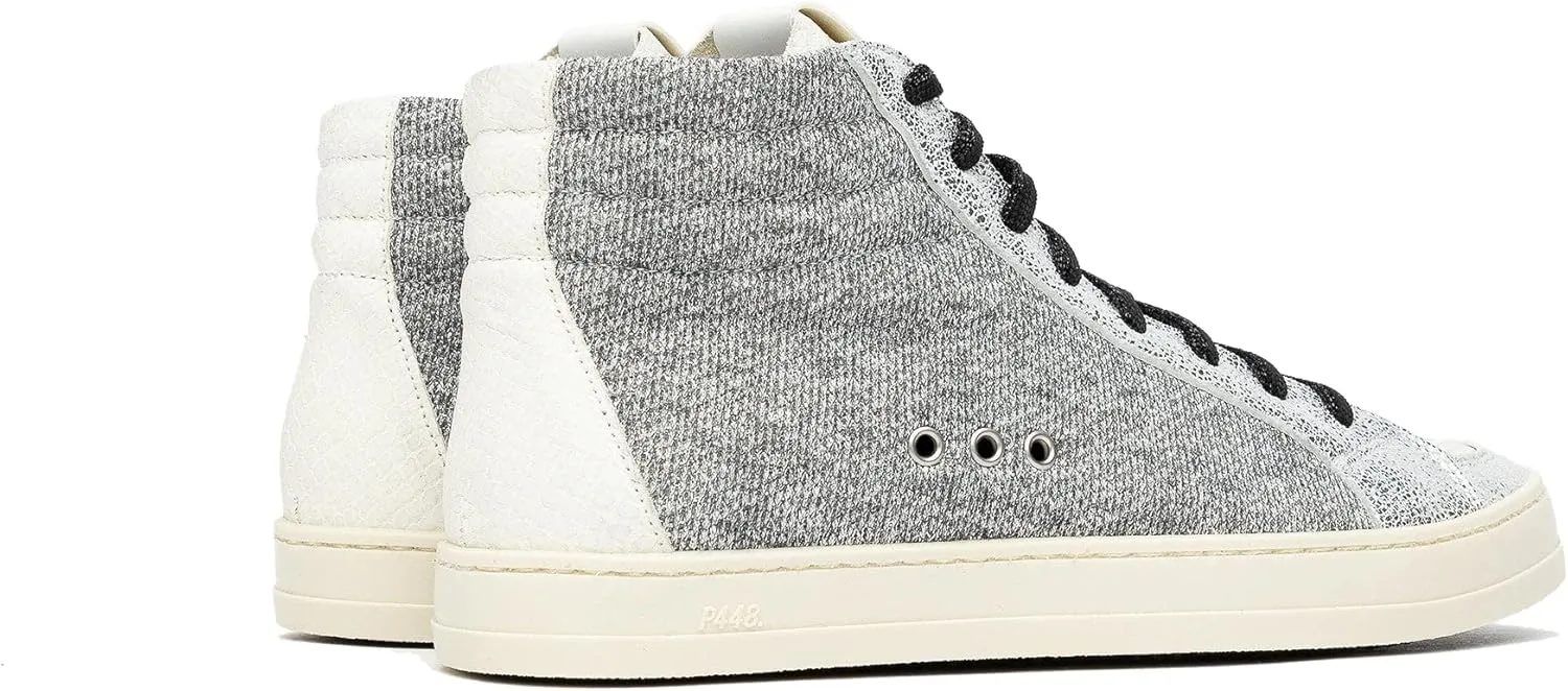 P448 Women's Skate White/Gravel Leather High-Top Italian Sneaker