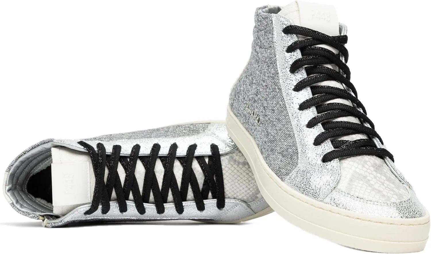 P448 Women's Skate White/Gravel Leather High-Top Italian Sneaker