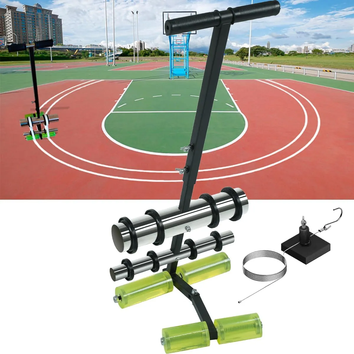 Playing Field Line Striping Machines,Basketball Court Marking Kit Drawing Circle Kit,Upgraded Widened Floor Tape Applicator,Floor Board Tape Dispenser for Road Warning/Warehouse/Parking Lot