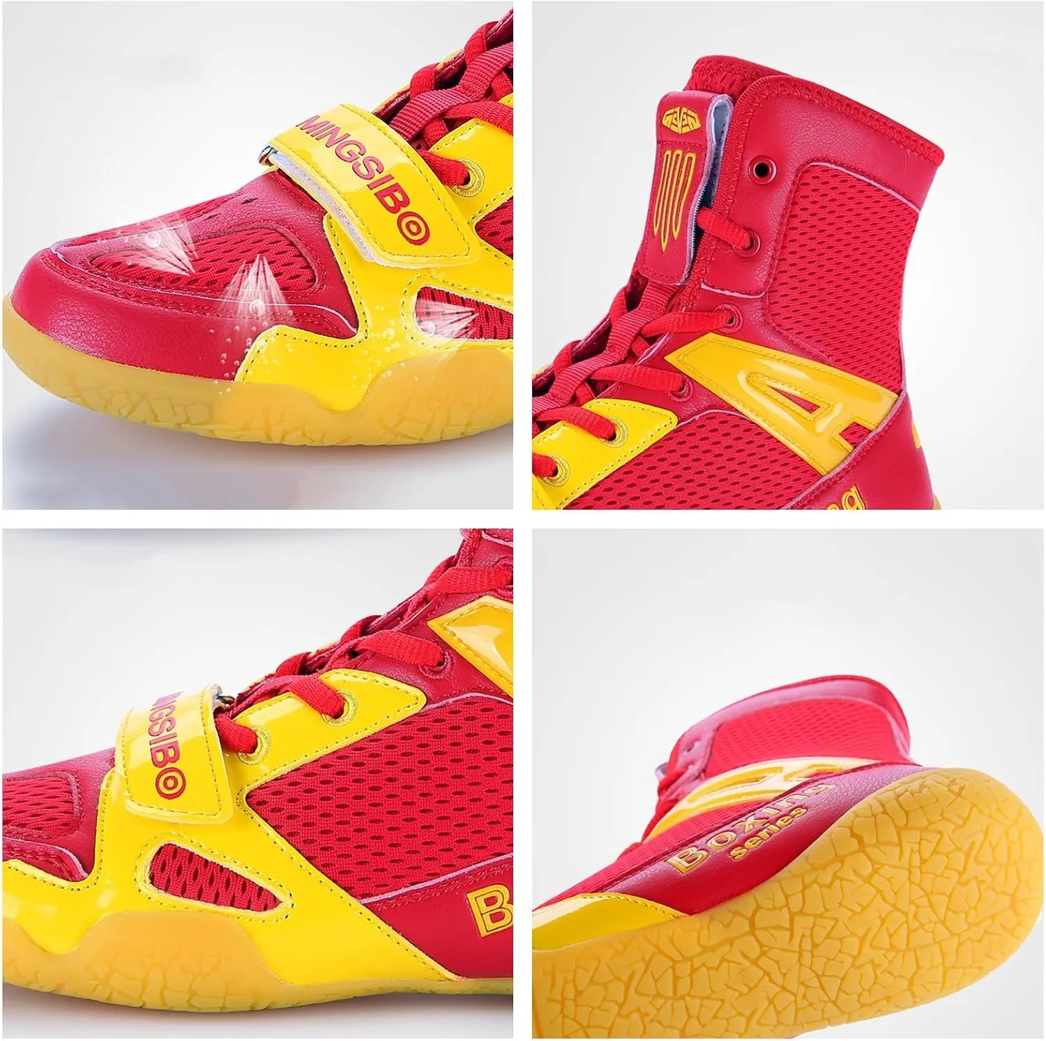 Professional Mens Wrestling Shoes,Outdoor Training High Top Boxing Shoes for Men,Lightweight Breathable Non-Slip Kick Boxing Shoes,Unisex,for Adult and Youth