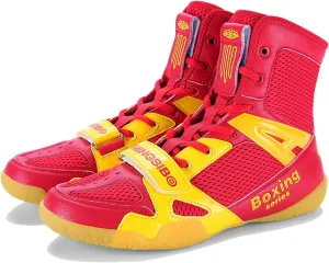 Professional Mens Wrestling Shoes,Outdoor Training High Top Boxing Shoes for Men,Lightweight Breathable Non-Slip Kick Boxing Shoes,Unisex,for Adult and Youth