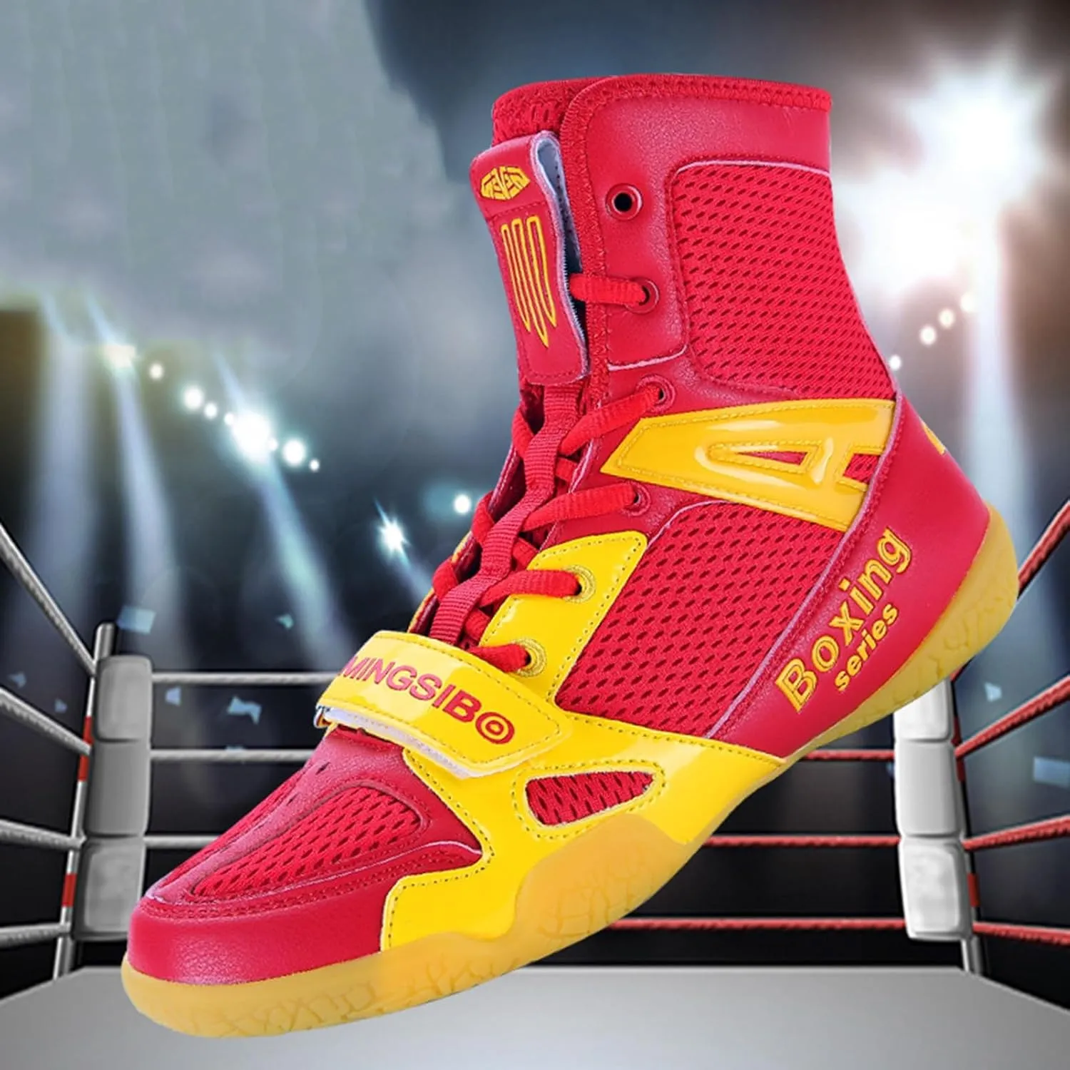 Professional Mens Wrestling Shoes,Outdoor Training High Top Boxing Shoes for Men,Lightweight Breathable Non-Slip Kick Boxing Shoes,Unisex,for Adult and Youth
