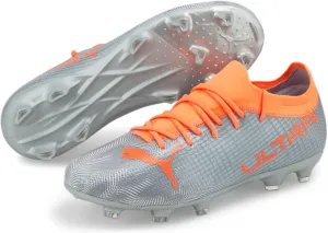 PUMA - Juniors Ultra 2.4 Fg/Ag Shoes, Size: 6.5 M US Big Kid, Color: Diamond Silver/Neon Citrus