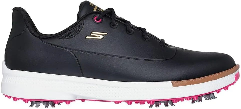 Skechers Golf Women's Jasmine Waterproof Golf Shoe Sneaker, Black Pink, 6