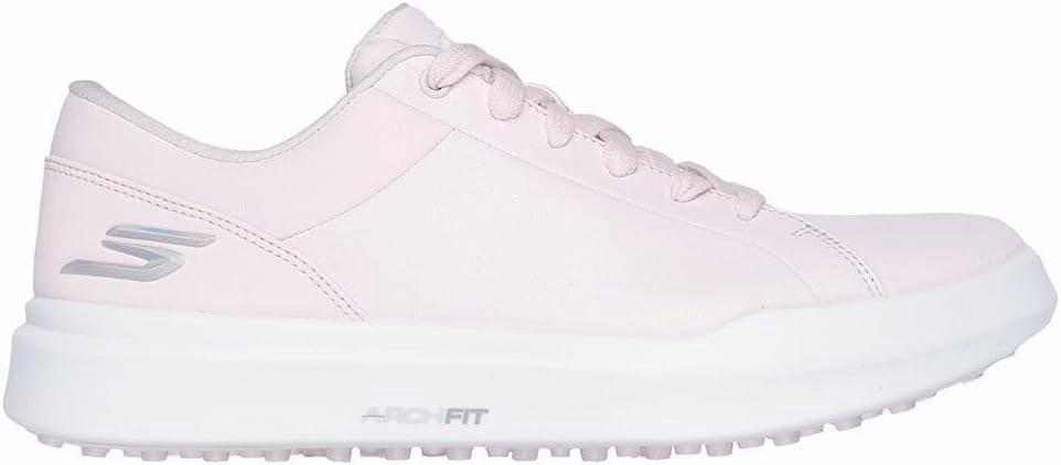 Skechers Golf Women's Drive 6 Arch Leather Relaxed Fit Waterproof Golf Shoe Sneaker, Pink, 9.5