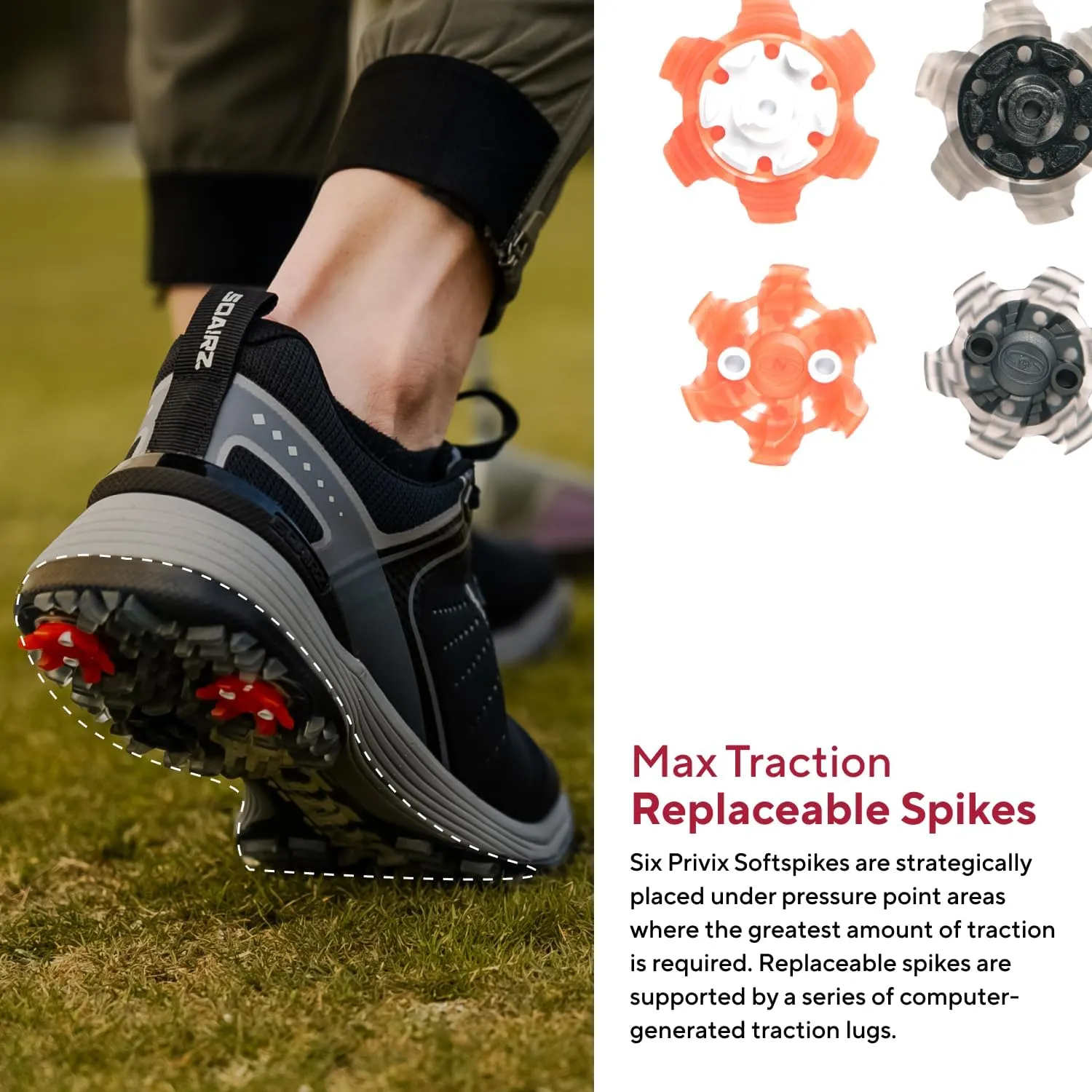 SQAIRZ Freedom Mesh Women's Athletic Golf Shoes, Golf Shoes, Designed for Balance & Performance, Replaceable Spikes, Breathable with Spikes
