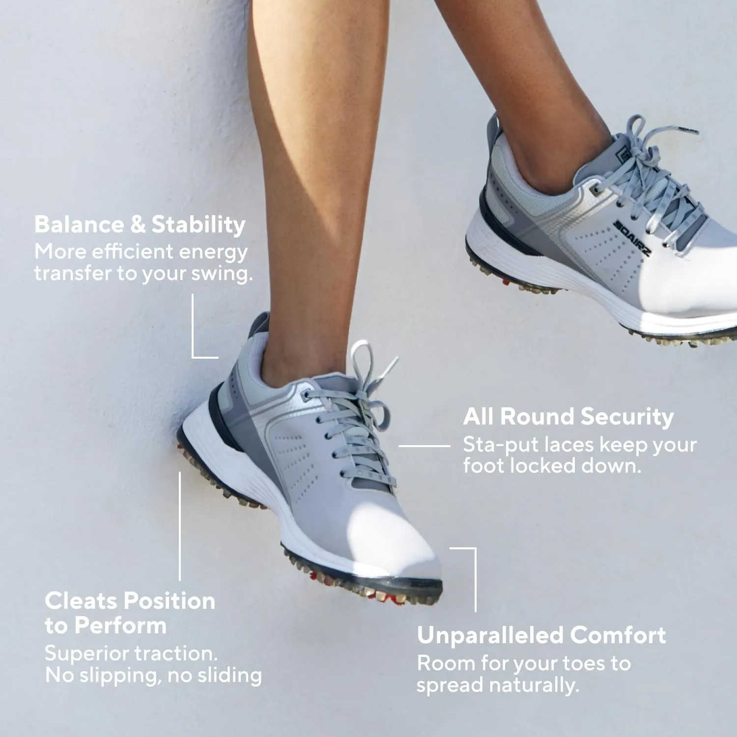 SQAIRZ Freedom Mesh Women's Athletic Golf Shoes, Golf Shoes, Designed for Balance & Performance, Replaceable Spikes, Breathable with Spikes