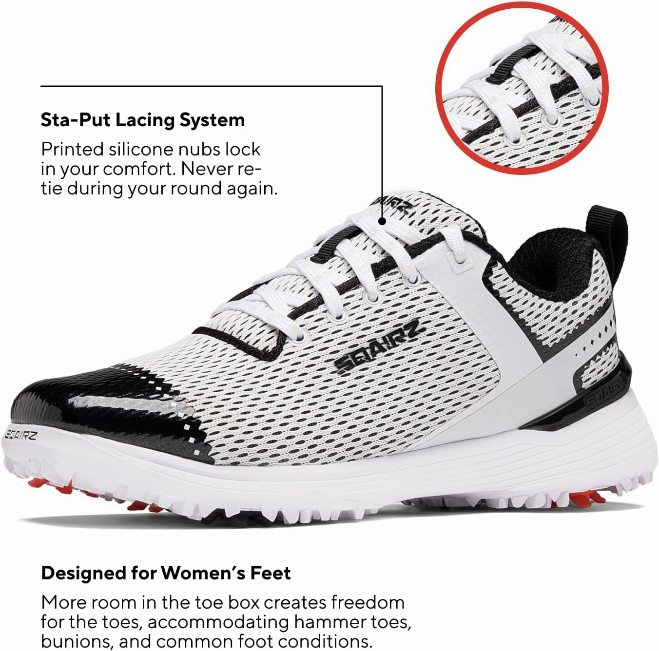 SQAIRZ Freedom Ultra Women's Athletic Golf Shoes, Designed for Balance & Performance, Replaceable Spikes, Breathable, Golf Footwear