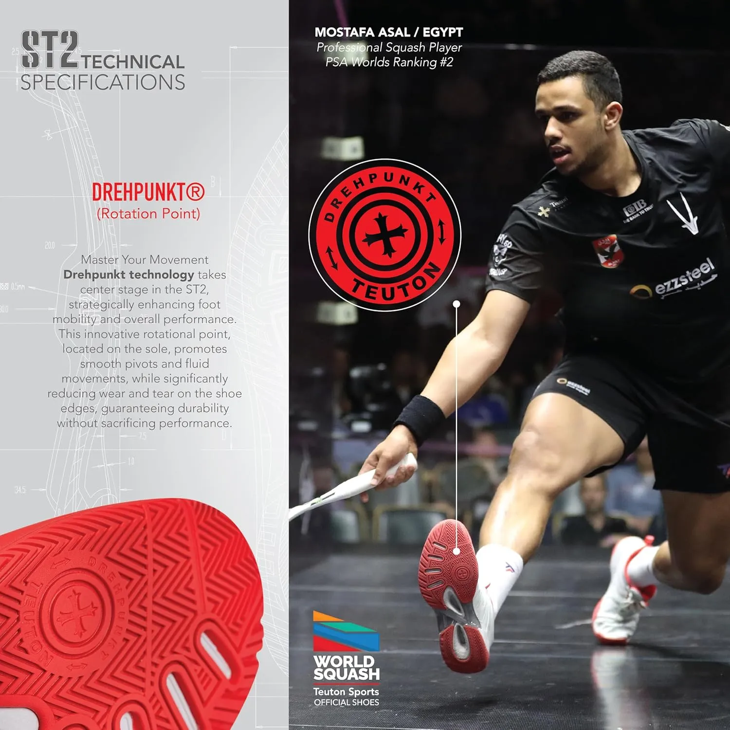 Teuton Sports ST2 Unisex All-Court Shoes: Lightweight, Breathable Sneakers for Tennis, Squash, Pickleball & More - Sizes 37-48 EUR