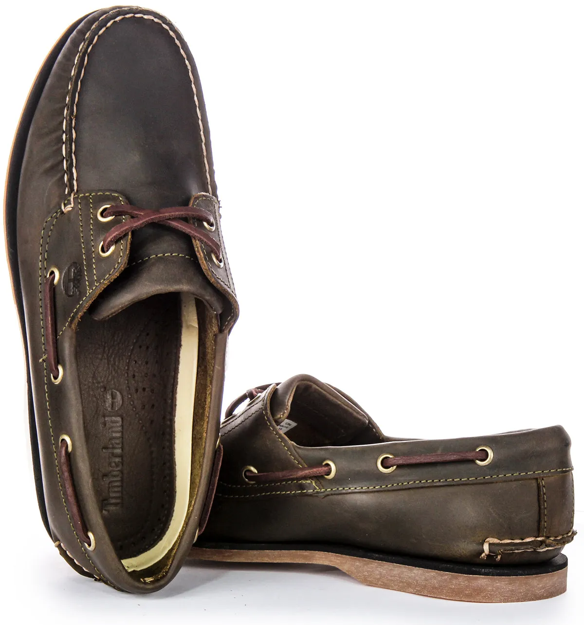 Timberland A4187 Boat Shoes In Olive For Men Shoes Timberland
