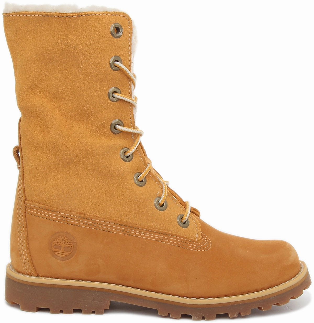 Timberland 2236B 6inch Fold Down Fur In Wheat For Kids Shoes Timberland