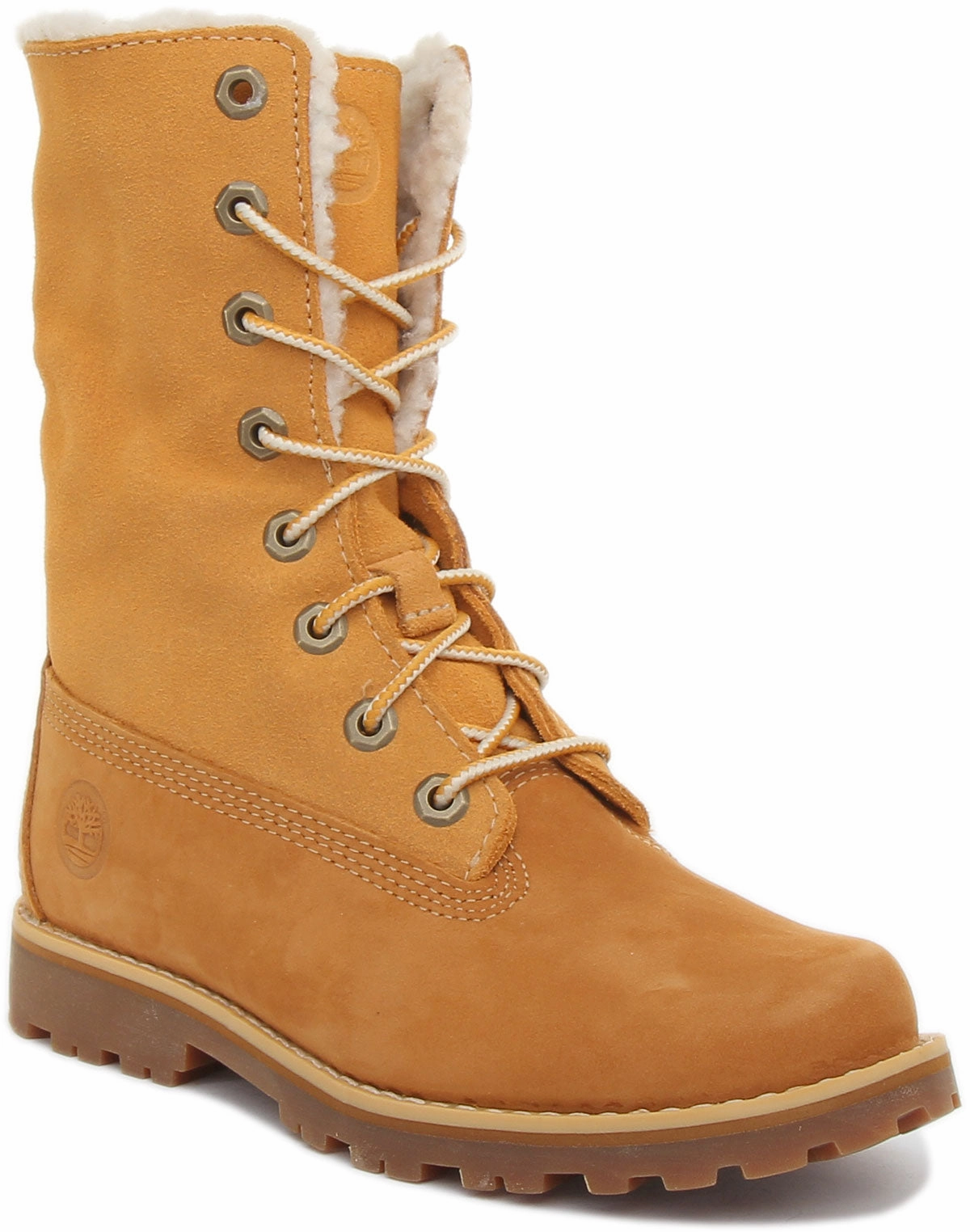 Timberland 2236B 6inch Fold Down Fur In Wheat For Kids Shoes Timberland