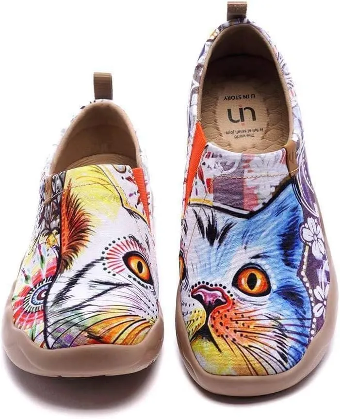 UIN Women's Artistic Cute Pets Design Slip-On Shoes Fun Comfortable Casual Flats Lightweight Everyday Loafers Footwear