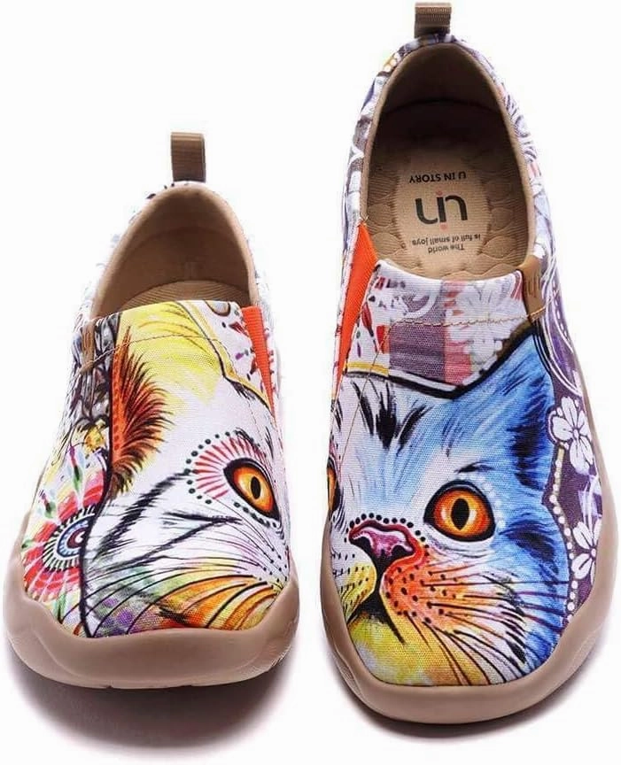 UIN Women's Artistic Cute Pets Design Slip-On Shoes Fun Comfortable Casual Flats Lightweight Everyday Loafers Footwear