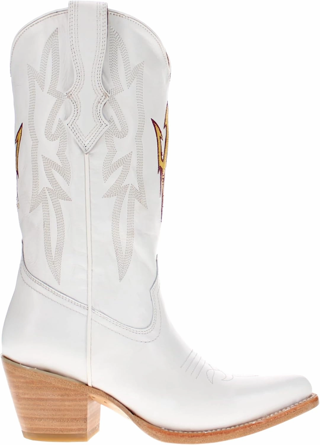 Vaccari Women's Leighton Genuine Leather Collegiate Embroidery Pointed Toe Cowgirl Boots
