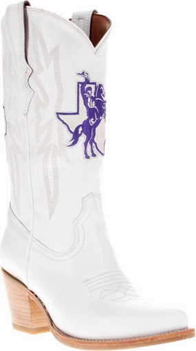 Vaccari Women's Leighton Genuine Leather Collegiate Embroidery Pointed Toe Cowgirl Boots