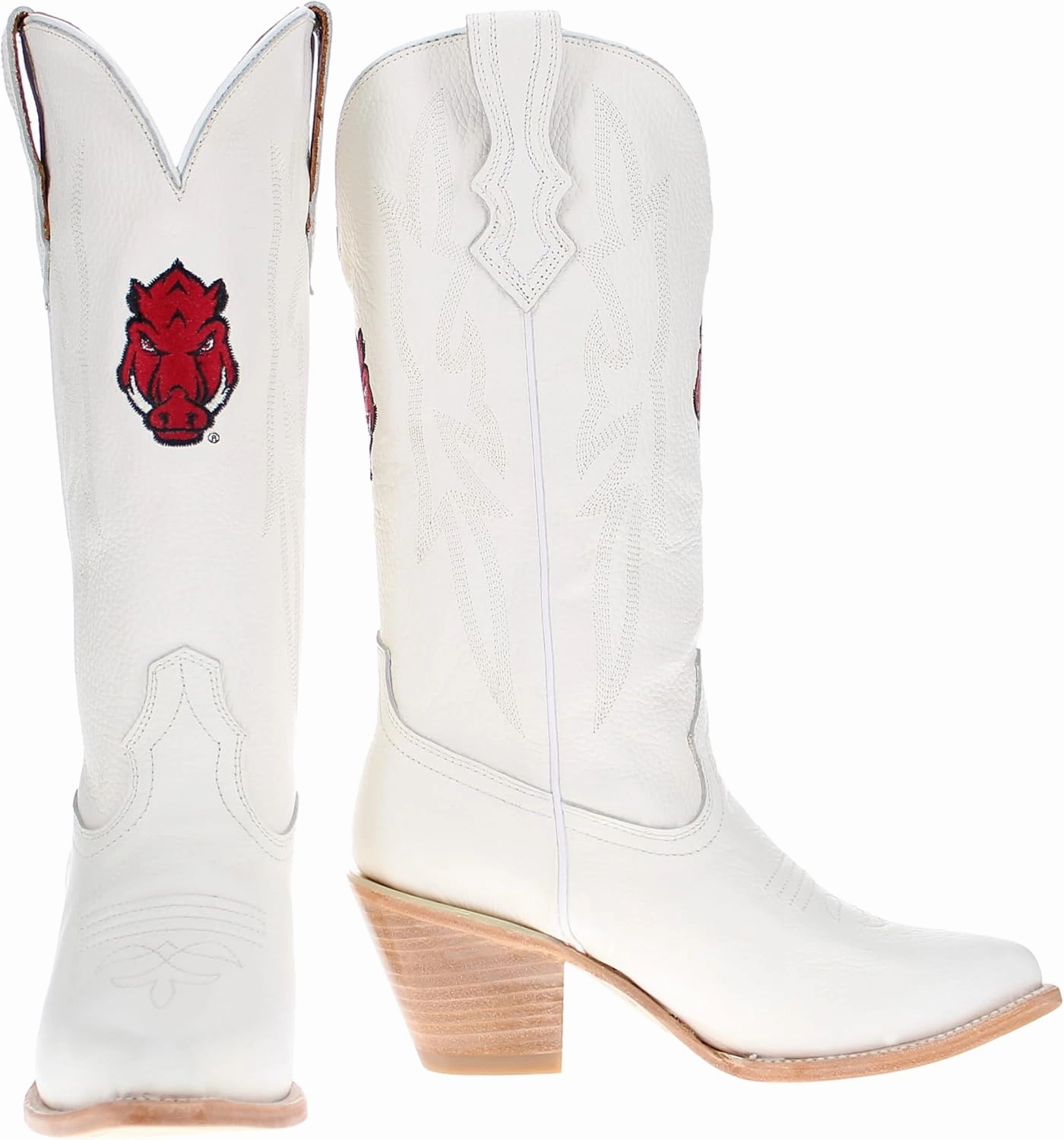 Vaccari Women's Leighton Genuine Leather Collegiate Embroidery Pointed Toe Cowgirl Boots