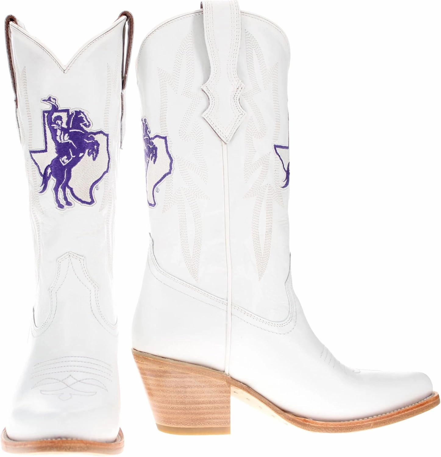 Vaccari Women's Leighton Genuine Leather Collegiate Embroidery Pointed Toe Cowgirl Boots
