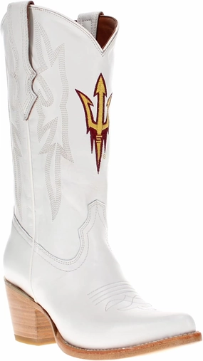 Vaccari Women's Leighton Genuine Leather Collegiate Embroidery Pointed Toe Cowgirl Boots