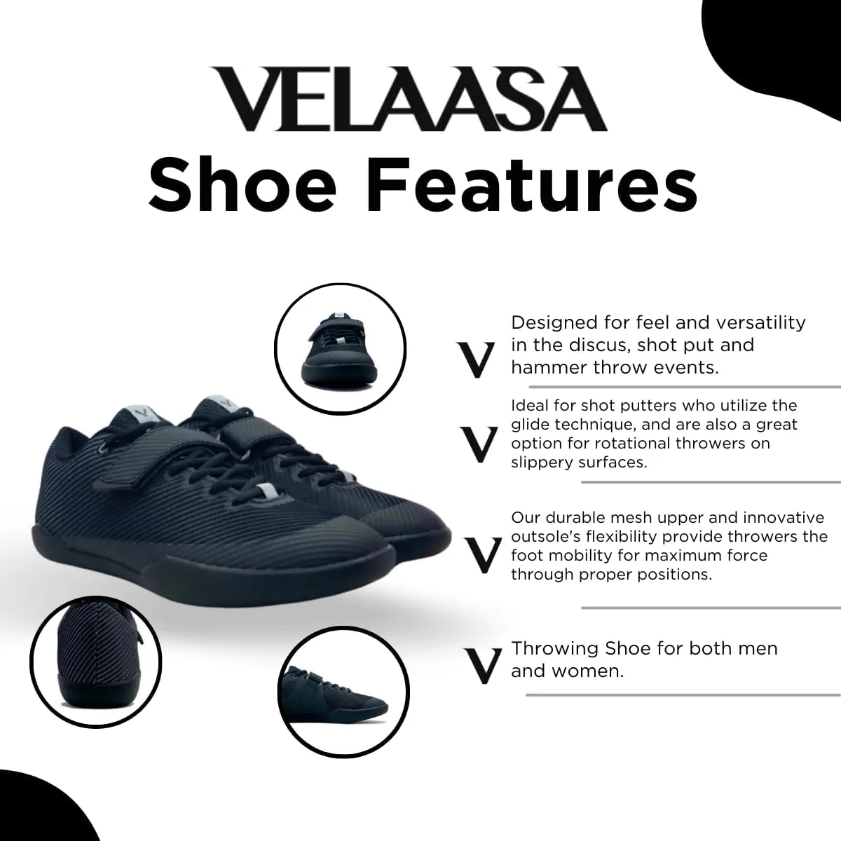 VELAASA Revolution | Throwing Shoe | Tungsten Line | Men and Womens Discus Throw Shoes | Shotput and Javelin Shoes | for Running | Track and Field Equipment | Training Gear
