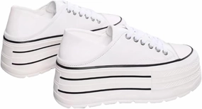 Waterproof Chunky Platform Sneakers for Women Fold-Down Heels Dual-Style Design Genuine Leather Lace - up Comfort Casual Shoes
