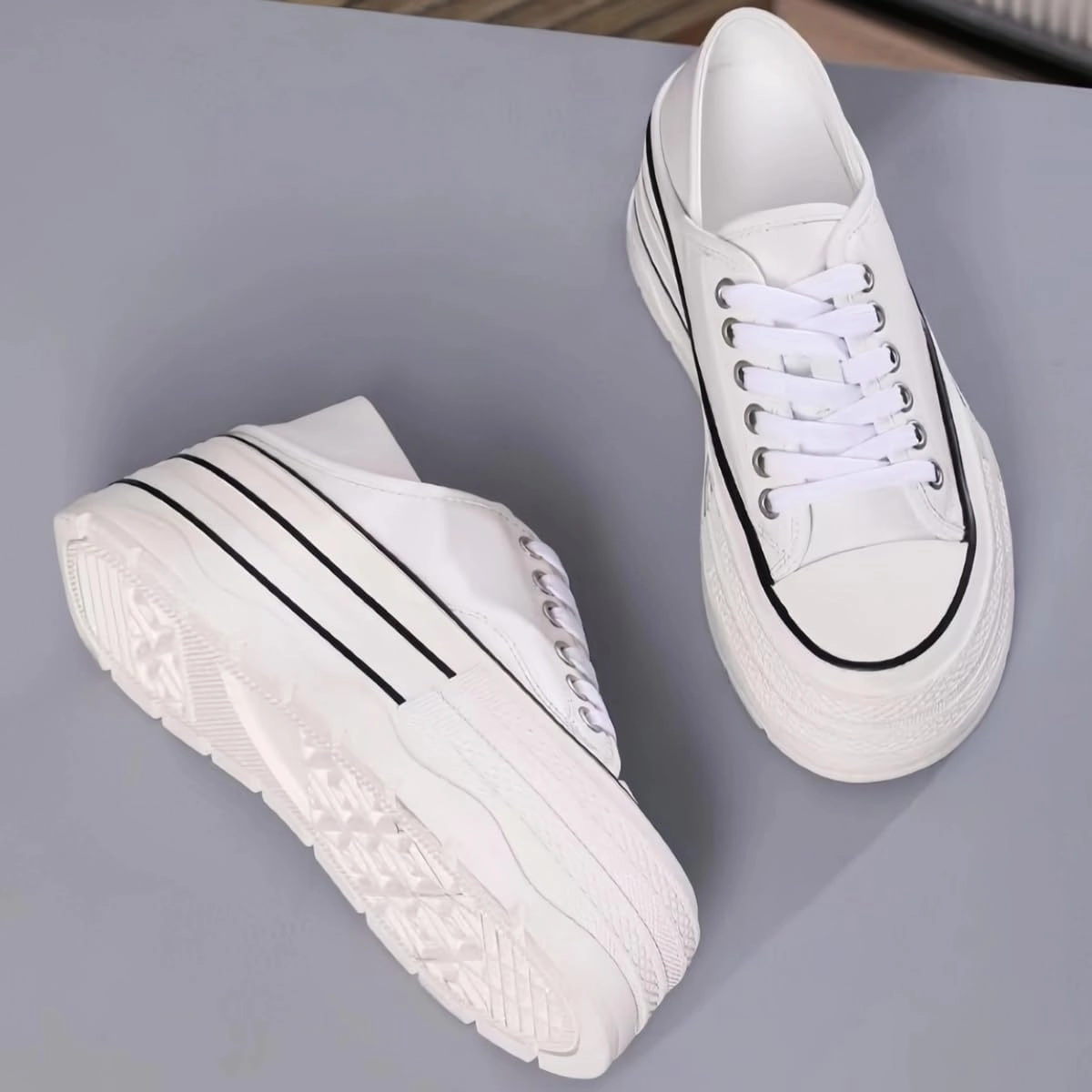 Waterproof Chunky Platform Sneakers for Women Fold-Down Heels Dual-Style Design Genuine Leather Lace - up Comfort Casual Shoes