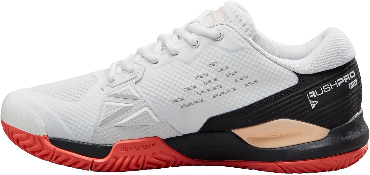 WILSON Women's Rush Pro Ace Pickler Tennis Sneaker, White, Low Top