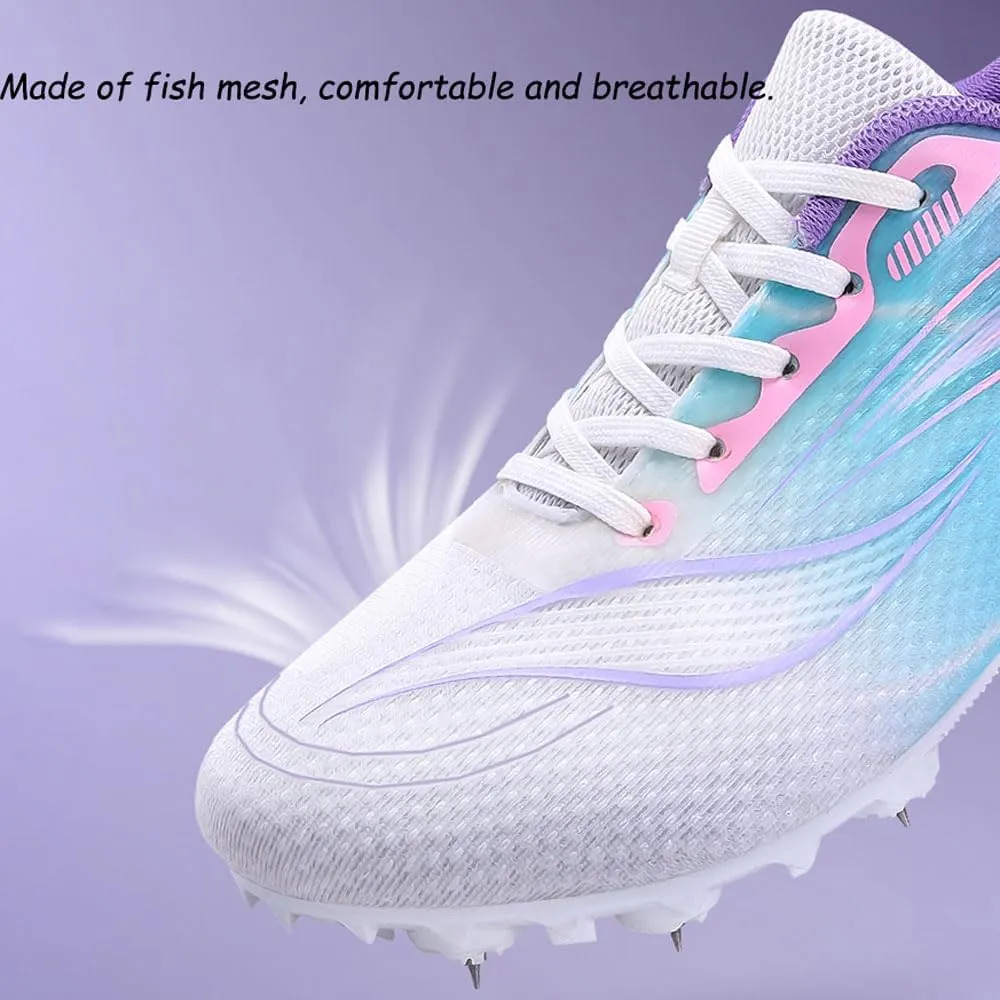 Women's Girls Track & Field Shoes, Removable 7 Spikes Running Training Sneakers Breathable Lightweight Jumping Shoes Professional Sprint Racing Athletic Shoes, 35-41 EU