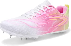 Women's Girls Track & Field Shoes, Removable 7 Spikes Running Training Sneakers Breathable Lightweight Jumping Shoes Professional Sprint Racing Athletic Shoes, 35-41 EU